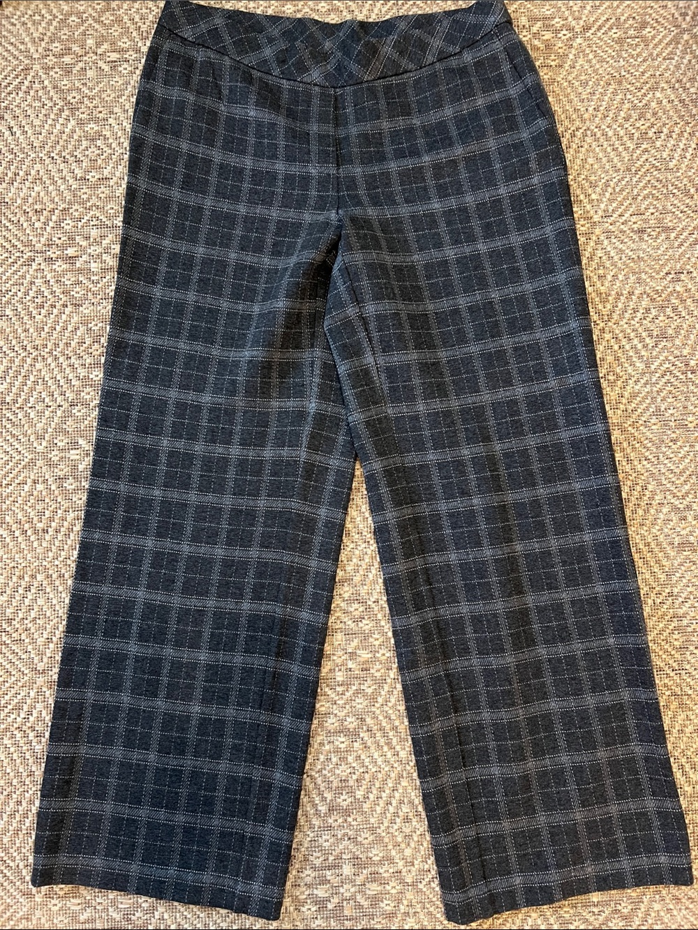 J. Jill Ponte Wide Leg Dark Gray Plaid Dress Pants Women Size Medium Petite